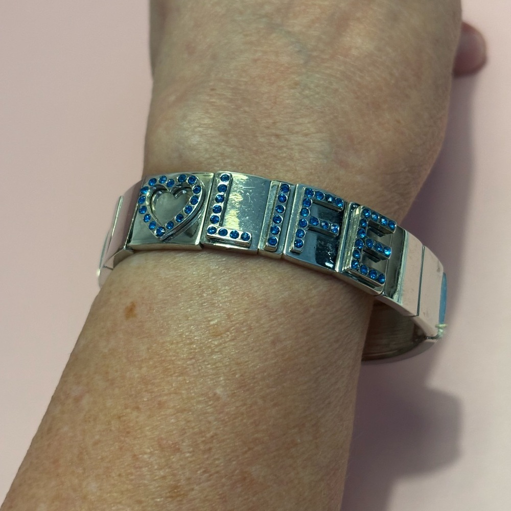 BCBGeneration Silver Tone Blue Crystal Stretch Bracelet